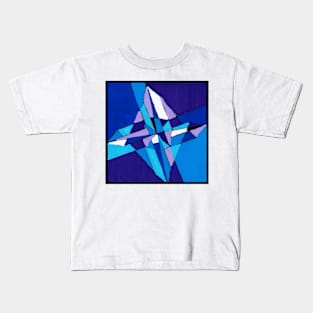 Purple Blue Crystal Geometric Abstract Acrylic Painting Kids T-Shirt